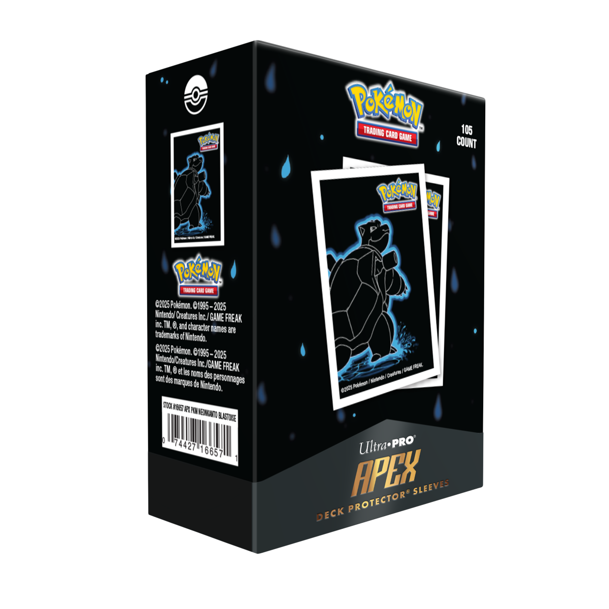 APEX Deck Protector Sleeves - Pokemon Neon Kanto: Blastoise (105-pack)