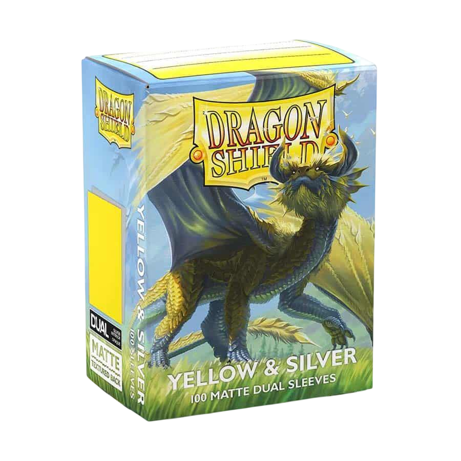 Dragon Shield Dual Matte Standard Sleeves - Yellow & Silver (100 Pack)