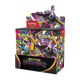 Pokémon Mega Evolution Pitch Black trading card game display box with three booster packs inside, featuring vibrant black, purple, and neon multicolor artwork on a plain white background.