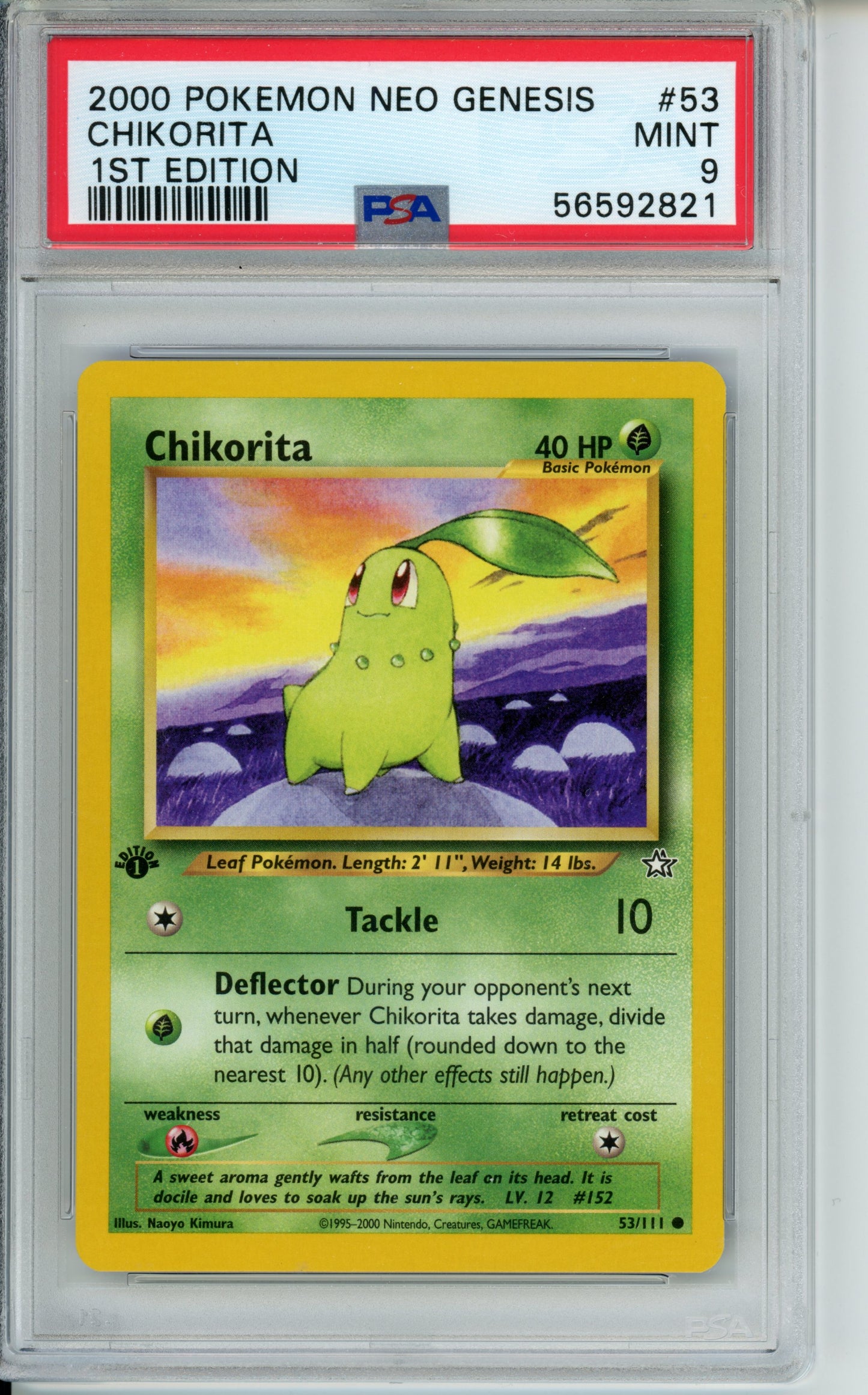 Chikorita [1st Edition] #53 Neo Genesis PSA 9