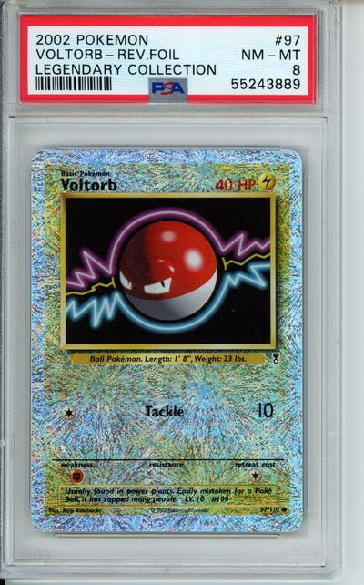 Voltorb [Reverse Holo] #97 Legendary Collection PSA 8