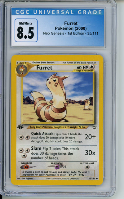 Furret [1st Edition] #35 Neo Genesis CGC 8.5