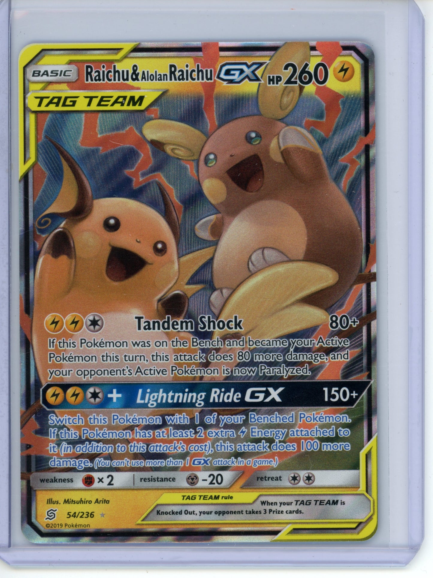 Raichu & Alolan Raichu GX #54 Pokemon Unified Minds