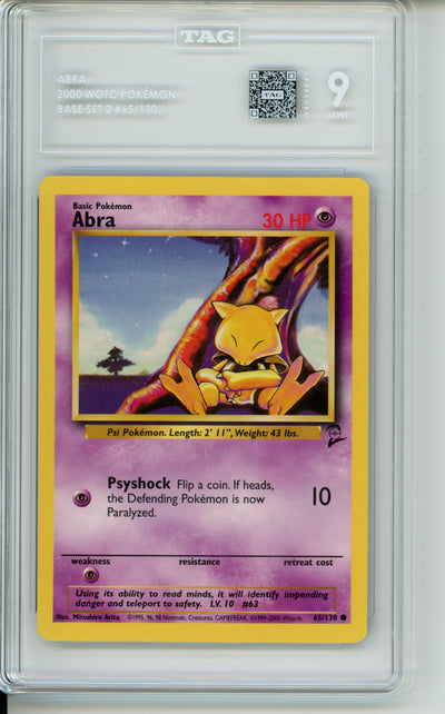 Abra #65 Pokemon Base Set 2 TAG 9