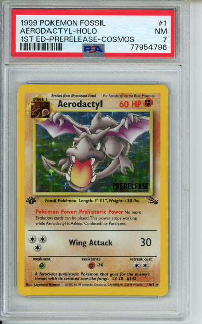 Aerodactyl 1st Edition [Prerelease] #1 Pokemon Fossil PSA 7