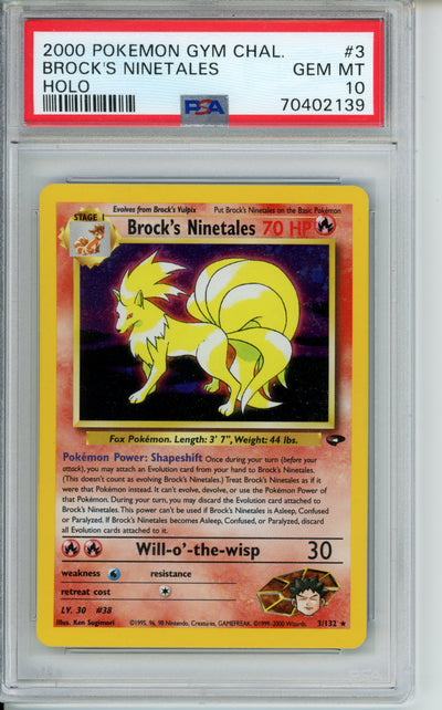 Brock's Ninetales #3 Pokemon Gym Challenge PSA 10