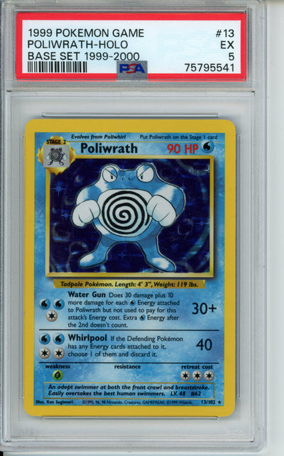 Poliwrath #13 Pokemon Base Set PSA 5