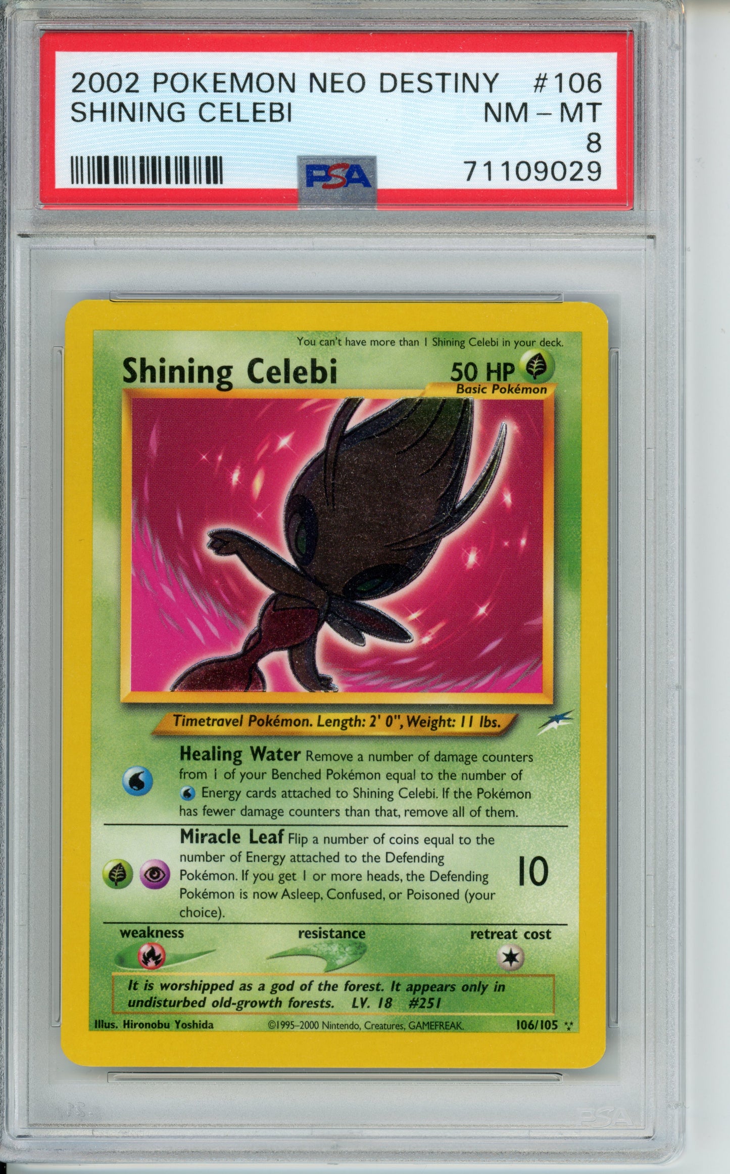 Shining Celebi #106 Pokemon Neo Destiny PSA 8